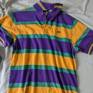 Polo by Ralph Lauren Purple, Yellow, and Green Striped Shirt